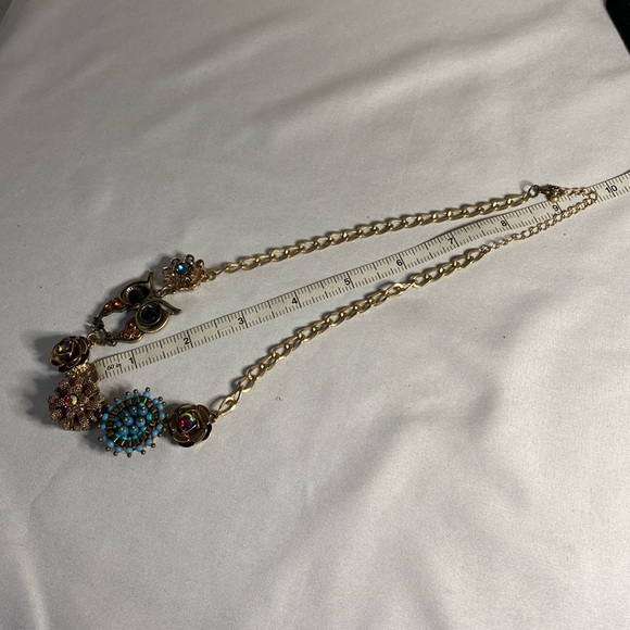 Whimsical flower and owl rhinestone necklace - Picture 8 of 9